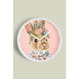 Jhaar Sevimli Tavşan Modern Duvar Saati - Salon - Genç Odası - Çocuk Odası - 25Cm - Önü Camlı Beyaz Kasa