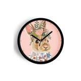 Jhaar Sevimli Tavşan Modern Duvar Saati - Salon - Genç Odası - Çocuk Odası - 25Cm - Önü Camlı Siyah Kasa