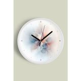 Jhaar Soft Pastel Çiçek Desenli Modern Duvar Saati - 35Cm - Önü Camlı Beyaz Kasa - Sessiz Mekanizma