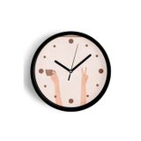 Jhaar Soyut Günaydın Kahvesi Modern Tasarım Duvar Saati - 30Cm - Önü Camlı Siyah Kasa - Sessiz Mekanizma