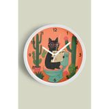 Jhaar Soyut Kedi Modern Tasarım Duvar Saati - 25Cm - Önü Camlı Beyaz Kasa - Sessiz Mekanizma