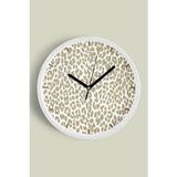 Jhaar Soyut Leopar Desenli Modern Duvar Saati - 30Cm - Önü Camlı Beyaz Kasa - Sessiz Mekanizma