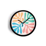 Jhaar Soyut Yaprak Desenli Modern Tasarım Duvar Saati - 30Cm - Önü Camlı Siyah Kasa - Sessiz Mekanizma