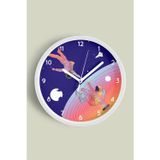 Jhaar Uzay - Astronot - Astronomi Temalı Çocuk Odası Modern Duvar Saati - 35Cm - Önü Camlı Beyaz Kasa