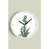 Jhaar Yeşil Bitki Desenli Modern Dekoratif Duvar Saati - 25Cm - Önü Camlı Beyaz Kasa - Sessiz Mekanizma