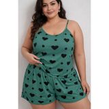 jhena siyah kalp desenli büyük beden kadın gecelik, battal boy kadın yüzde yüz pamuklu gecelik yeşil13071 3XL/4XL