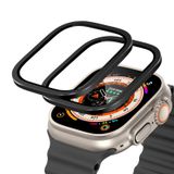 JHTSOLE Temperli Cam Smartwatch Ekran Koruyucu Kapak Apple Watch Ultra iwatch 49mm Alaşım Çerçeve Kılıf Dokunmatik Hassas Koruyucu Cam Filmi Anti Çizikler Siyah
