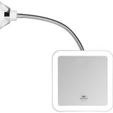 JiBen Kare Esnek Gooseneck LED Işıklı 10X Büyüteçli Makyaj Aynası, Güç Kilitleme Vantuz, Parlak Dağınık Işık, 360 Derece Döner, Taşınabilir Akülü Seyahat ve Ev Banyo Makyaj Aynası