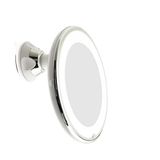 JiBen LED Işıklı 10X Büyüteç Makyaj Aynası, Güç Kilitli Vantuzlu, Parlak Yayılmış Işık ve 360 Derece Dönebilen Ayarlanabilir Kol, Taşınabilir Kablosuz Ev ve Seyahat Banyo Makyaj Aynası