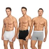 Jiber 3'lü Erkek Siyah-Beyaz-Gri Boxer, Asorti, M