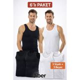 Jiber Erkek Likralı Atlet 6'lı Paket -3 Siyah-3 Beyaz- 147 - Beyaz - Siyah