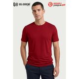 Jiber Erkek Premium Bambu Terletmeyen Hafif Kumaş T-Shirt - Bordo