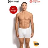 Jiber Erkek Premium Modal Pamuklu İz Yapmayan Lastik Yok Gibi Rahat 3'lü Paket Boxer - Beyaz - 2XL