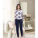 Jiber Kadın Yuvarlak Yaka Kışlık Pijama Takımı 10089 - 1 Adet - M - Lacivert