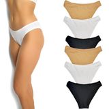 Jiber Likralı 6'lı Premium Kadın Slip Külot (Asorti, M)