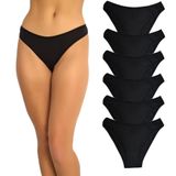Jiber Likralı 6'lı Premium Kadın Slip Külot (Siyah, L)