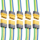 JIECHUN Amass 5 Çift 16AWG MR30 Pigtails MR30 Konnektör Telli 150 mm Silikon Tel MR30 Fiş Erkek ve Dişi Konektör RC Lipo Pil FPV Yarış Drone için