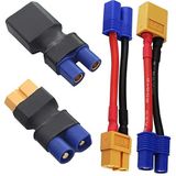 JIECHUN RC FPV Drone Araba Lipo NiMH Pil Şarj Cihazı ESC için 2 Çift XT60 - EC3 Fiş Dişi Erkek Adaptör Konektörü