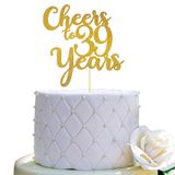 JIEEIN Cheers to 39 Years Pasta Süsü - 39. Doğum Günü / Yıl Dönümü Parti Süslemeleri - Çift Yüzlü Altın Parıltı