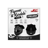 JİEKAİ JK PELUŞ KASK KURDELE & FİYONK SİYAH-BEYAZ (KASK DAHİL DEĞİLDİR)