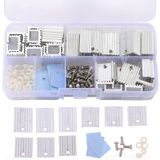 Jienk MOSFET Transistör için 30 Adet TO-220 Alüminyum Soğutucu ve Yalıtkan/Montaj Kitleri, 3 Farklı Boyut TO-220 Soğutucu Her Biri 10 + 30 Vida + 30 Vida Pul + 30 Yalıtkan Kauçuklanmış Silikon