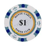 JIESITE Kil Poker Cipsi 14 Gram Monte Carlo - 50 Adet Çip Paketi (1 $ Beyaz)