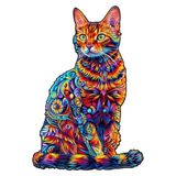 Jigfoxy Yetişkinler için Ahşap Yapboz, Yetişkinler için Kedi Ahşap Yapboz, Aile Arkadaşı Bulmaca Severler için Benzersiz Hayvan Şekilli Ahşap Kesim Yapbozlar (S-21,4 x 14,5 cm-75 adet)