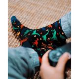 Jiggle Wiggles Jiggles Wiggles - Dinazor Desenli Çorap – Özel Tasarım Pamuklu Uzun Çorap Modeli, Eğlenceli - Renkli Desenli Unisex Çorap - 41 - 46 - 166-Lacivert