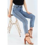JILLY Giulia Kar Mavi Mom Jeans Yüksek Bel Boyfriend Pantolon
