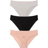 Jilly Jo Bambu Kumaş Kadın Bikini Külotu, 3'lü Paket, Siyah Beyaz Ten, L Beden TYGW-2521-3