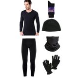 Jilly Jo Termal İçlik Takımı, Polar Bere, Boyunluk, Eldiven, Çorap Seti, Siyah, 2XL