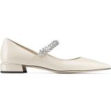 Jimmy Choo Bing Deri Kristal Bantlı Topuklu Ayakkabı - Beyaz