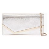 Jımmy Choo Emmie Glitter Clutch Çanta, Simli Deri, Zincir Askılı Lüks Gece Tasarımı - Gümüş