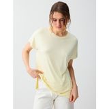 Jimmy Key Açık Sarı Rahat Kesim Yuvarlak Yaka Düşük Omuz Örme Bluz - XL
