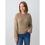 Jimmy Key Bej Uzun Kollu Kayık Yaka Ajurlu Triko Kazak - L - XL