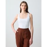 Jimmy Key Beyaz Dar Kesim Kare Yaka Örme Atlet - 2XL