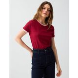Jimmy Key Bordo %100 Pamuk Bisiklet Yaka Omuzu Detaylı Örme Bluz - XL