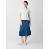 Jimmy Key Koyu Indigo Mavi %100 Pamuk Yüksek Bel Rahat Kesim Midi Denim Etek - 38