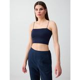 Jimmy Key Lacivert Dar Kesim Açık Yaka Kısa Örme Bralet
