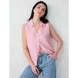 Jimmy Key Pembe %100 Keten Kolsuz Dar Kesim Gömlek