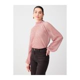 Jimmy Key Pembe Uzun Kollu Boyundan Bağlı Rahat Kesim Mesh Örme Bluz