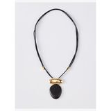 Jimmy Key Siyah Metal Charm Detaylı Bohem Retro Kolye