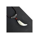 Jiner Doğal Tibet Beyaz Kurt Dişi Kolye Ayarlı Örgü Ipli Metal Charm Boncuklu