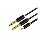 JINGHUA 3.5mm to 2 x 6.35mm Jak Jack Y Kablo - (5Mtr) Amfi Hoparlör Ses Kartı Kablosu (Stereo to Dual Mono)