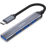 Jinghua Type-C 4 Port USB Hub Çoklayıcı, 1 USB 3.0 ve 3 USB 2.0 Girişli Otg Adaptör, Klavye Mouse USB Bellek Harici Disk Uyumlu, Alüminyum Gövde, Mac Windows Linux N613