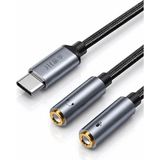 Jinghua Type-C - Çift 3.5mm Kulaklık Mikrofon Dönüştürücü, Ses Ayırıcı Adaptör, Type-C Telefon Tablet Bilgisayar Uyumlu, Mikrofon ve Kulaklık Için Tak Çalıştır Aux Çevirici A563C