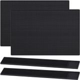 Jingmore 4 Adet Kauçuk Bar Mat 18 x 12 inç ve 24 x 3 In Siyah Bar Dökülme Mat Kalın Dayanıklı ve Şık Kahve Bar Mat Bar Aksesuarları Bar Paspasları Tezgah Kahve Barları Mutfak Restoranlar Kokteyl