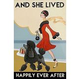 JinGoo Vintage Teneke Levha Metal Poster Plak Kaniş Kız ve O Happily Ever After Dog Metal Tabela Demir Boyama Retro Duvar Dekor Posteri Ev Otel Kafeler için İşaret Hediye 30 x 40 cm