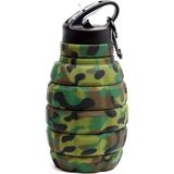 Jingyikeji Yeni Katlanabilir El Bombası Su Şişesi Gıda Sınıfı Silikon Sürme Yürüyüş Su Şişesi Çantanıza Içme Seti ile Ordu Yeşil Kamuflaj 580 ml (Yurt Dışından) - Renkli