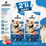 Jinny Cream Treat Digestive Ton Balığı ve Deniz Taraklı Krem Kedi Ödül Maması 5X15 gr - 2li Paket